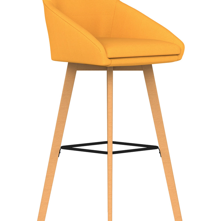 Carmen Grey Fabric Wooden Leg High Stool Chair