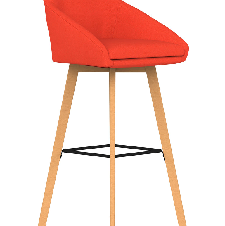 Carmen Grey Fabric Wooden Leg High Stool Chair