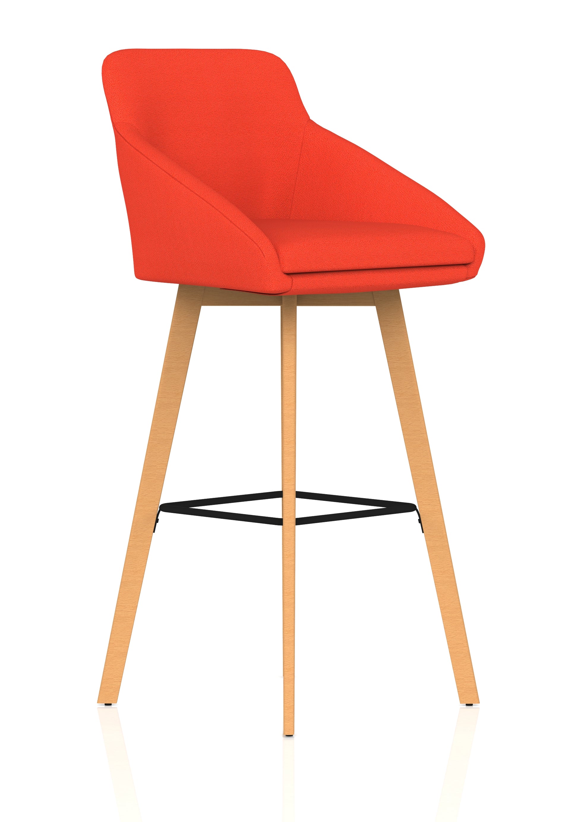 Carmen Grey Fabric Wooden Leg High Stool Chair
