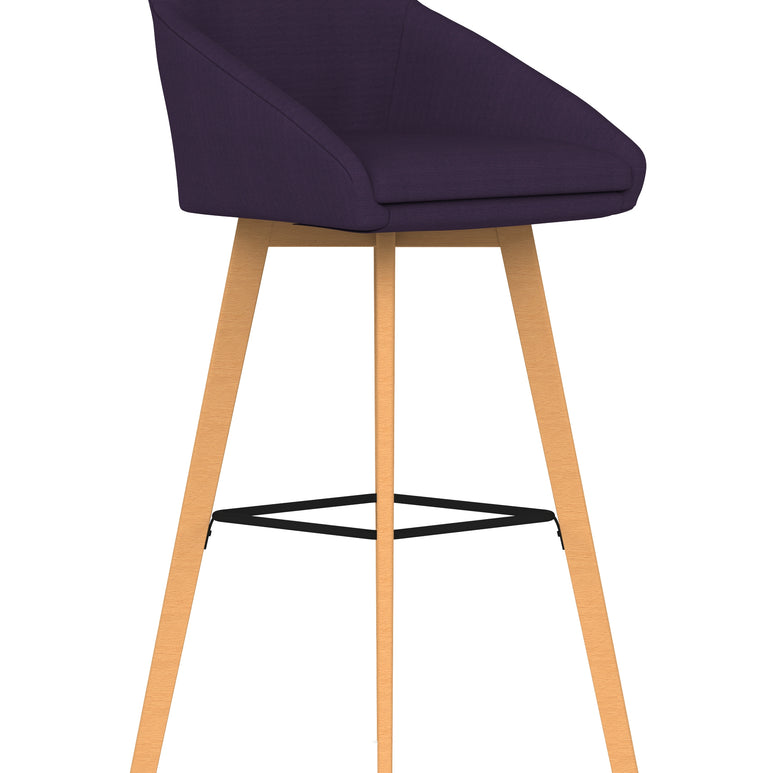 Carmen Grey Fabric Wooden Leg High Stool Chair