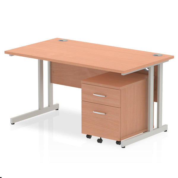 OE - Impulse 1400mm Cantilever Straight Desk With Mobile Pedestal