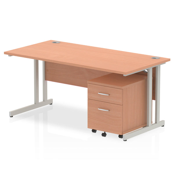 OE - Impulse 1600mm Cantilever Straight Desk With Mobile Pedestal