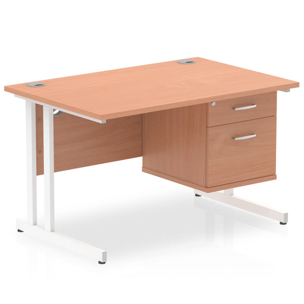 OE - Impulse 1200mm Cantilever Straight Desk With Single Fixed Pedestal