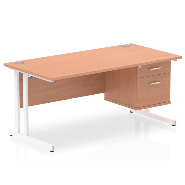 OE - Impulse 1600mm Cantilever Straight Desk With Single Fixed Pedestal