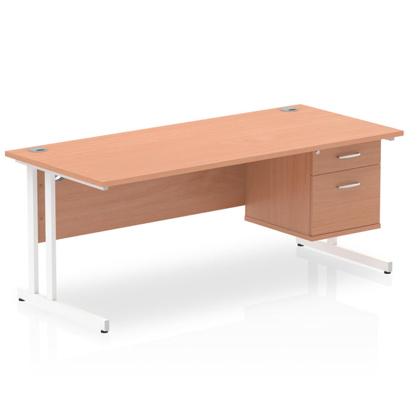 OE - Impulse 1800mm Cantilever Straight Desk With Single Fixed Pedestal