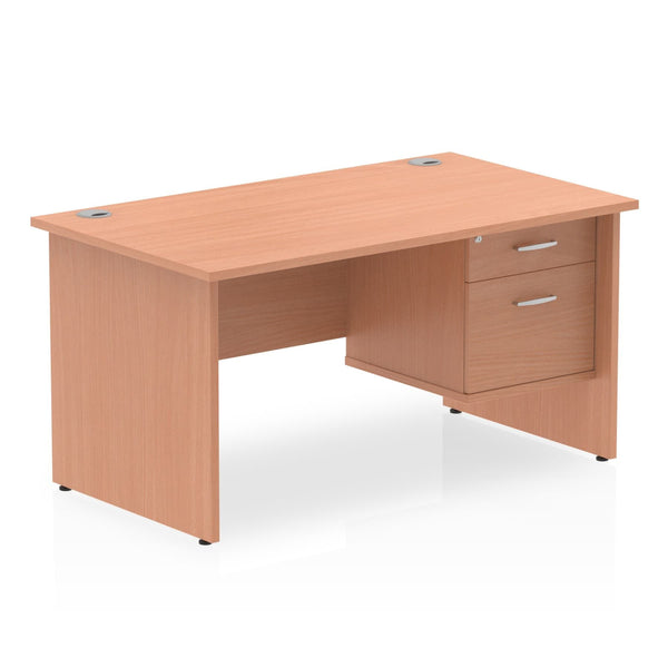 OE - Impulse 1400mm Panel End Straight Desk With Single Fixed Pedestal