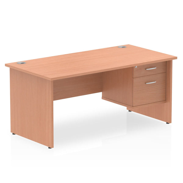 OE - Impulse 1600mm Panel End Straight Desk With Single Fixed Pedestal