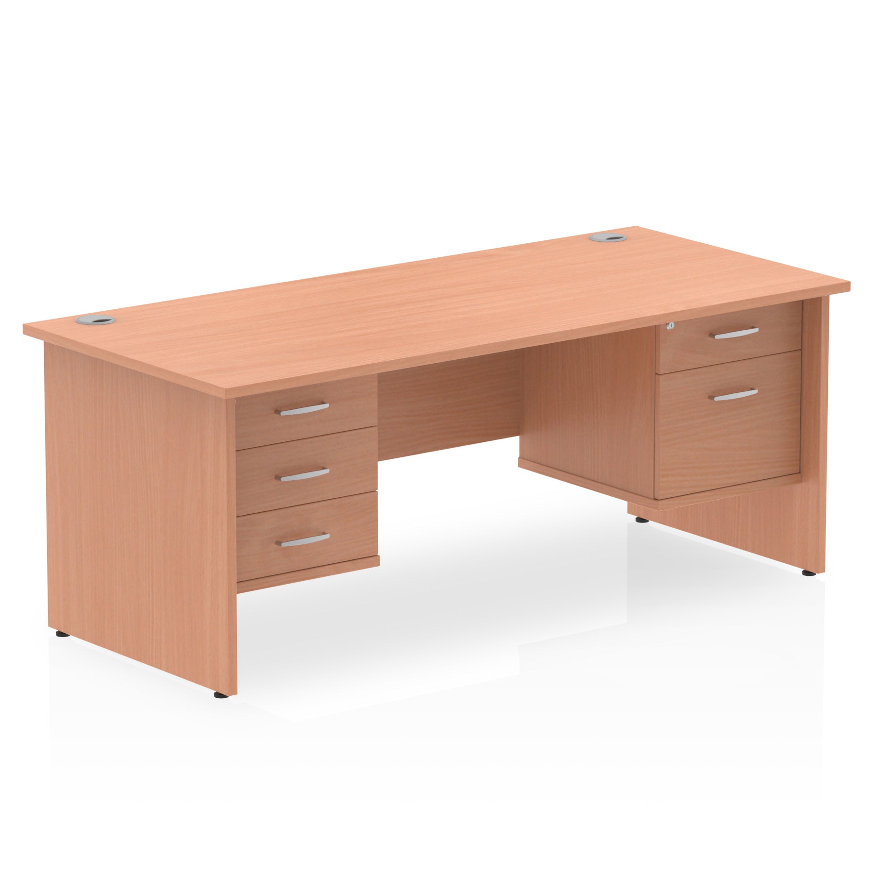 Impulse 1600mm Panel End Straight Desk With Two Fixed Pedestal