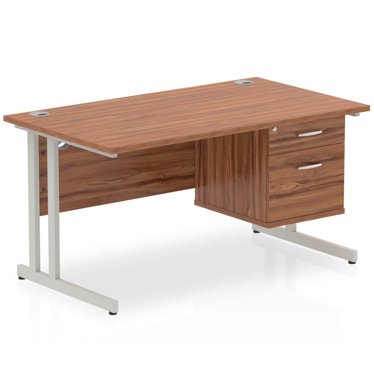 Impulse 1200mm Cantilever Straight Desk With Single Fixed Pedestal