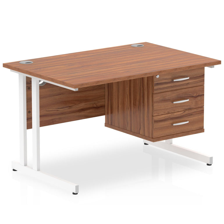 Impulse 1200mm Cantilever Straight Desk With Single Fixed Pedestal