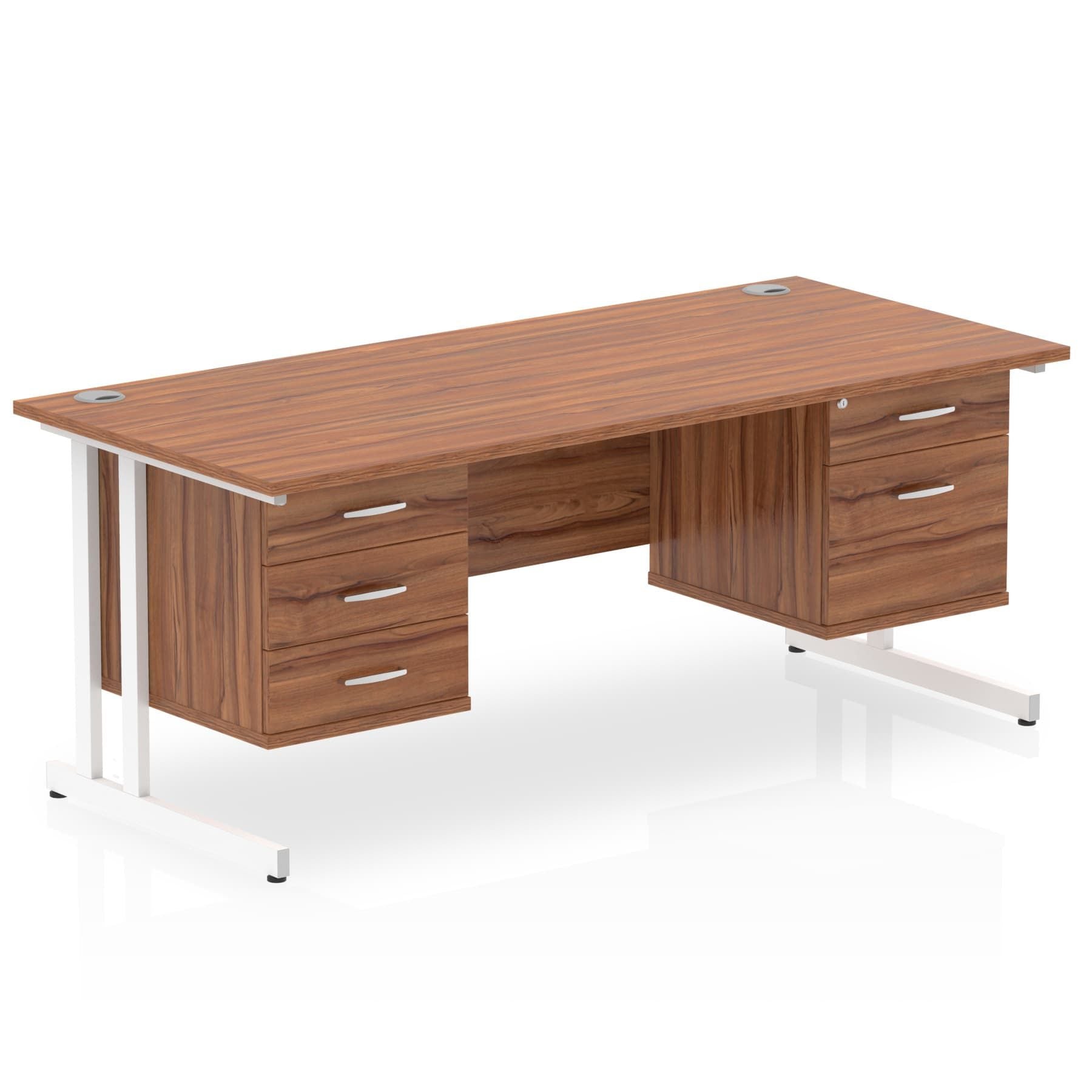 Impulse 1600mm Cantilever Straight Desk With Two Fixed Pedestal