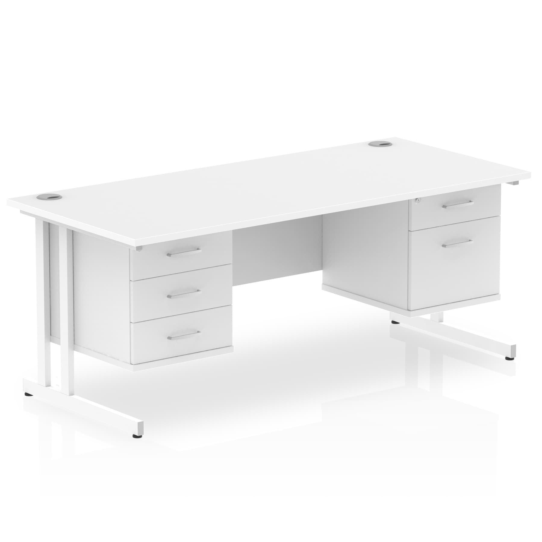 Impulse 1600mm Cantilever Straight Desk With Two Fixed Pedestal