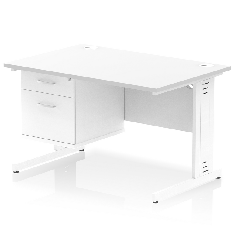 Impulse 1200mm Cable Managed Straight Desk With Single Fixed Pedestal