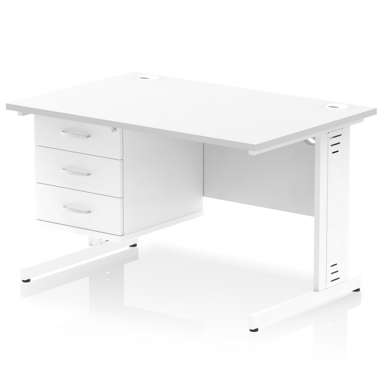 Impulse 1200mm Cable Managed Straight Desk With Single Fixed Pedestal