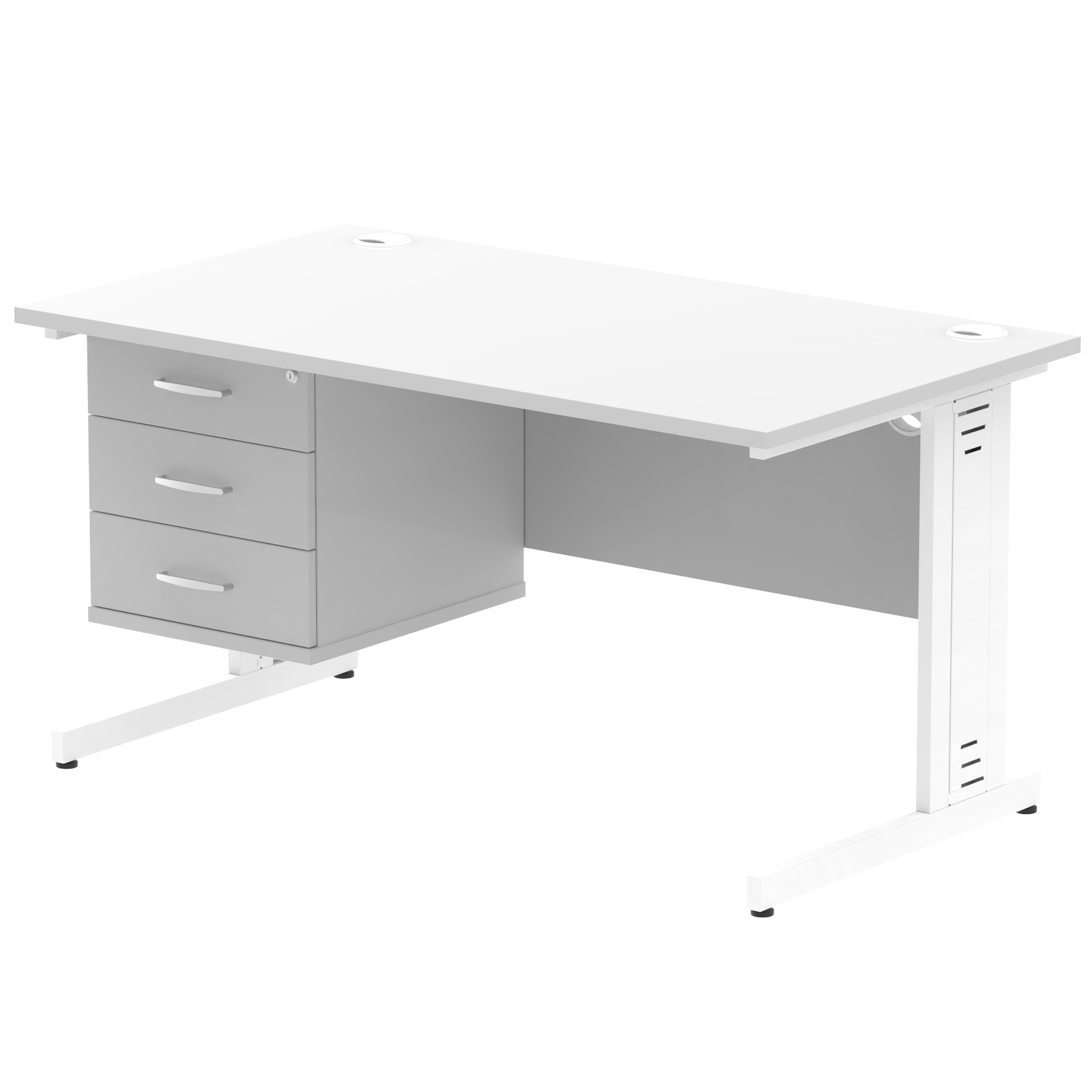 Impulse 1400mm Cable Managed Straight Desk With Single Fixed Pedestal