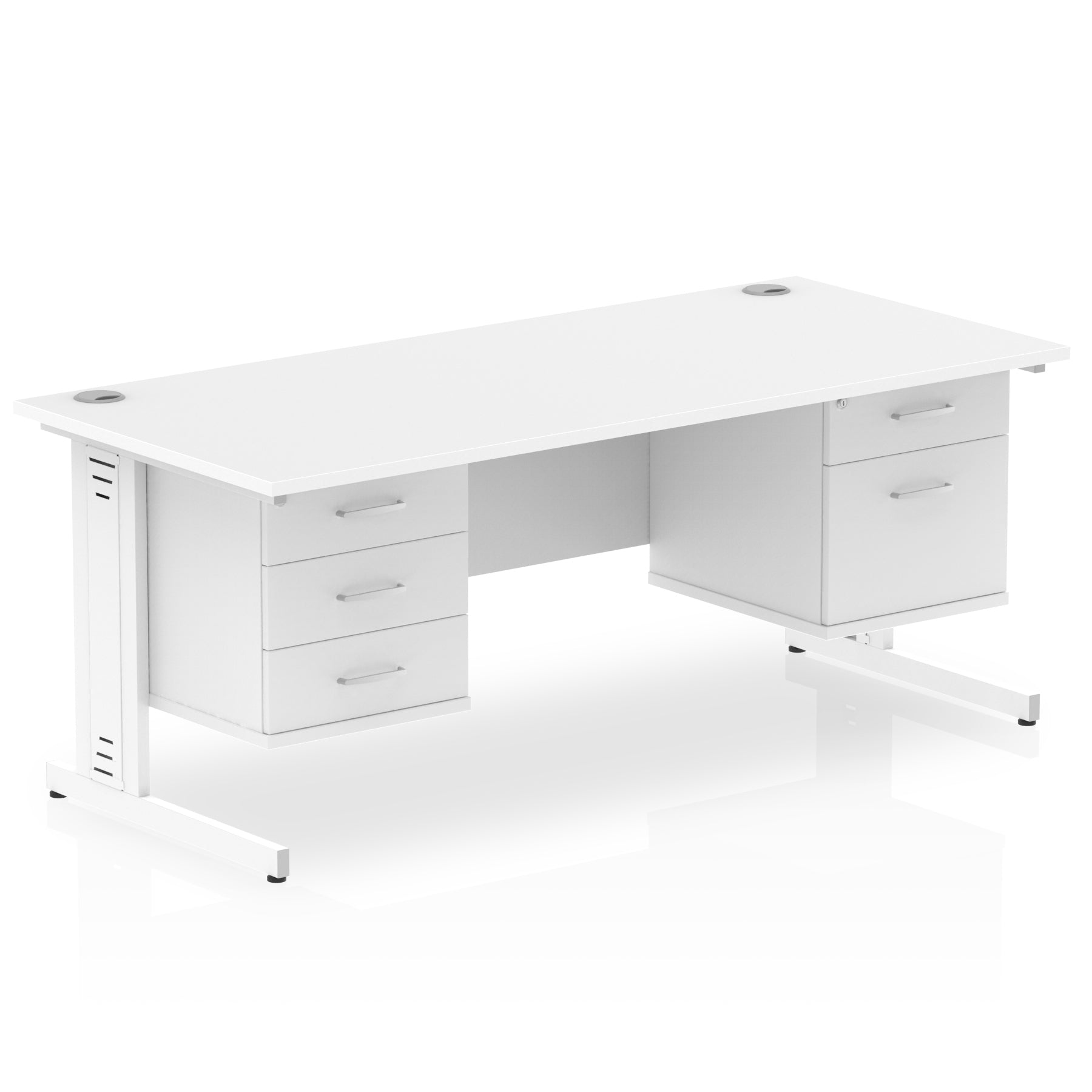 Impulse 1600mm Cable Managed Straight Desk With Two Fixed Pedestal