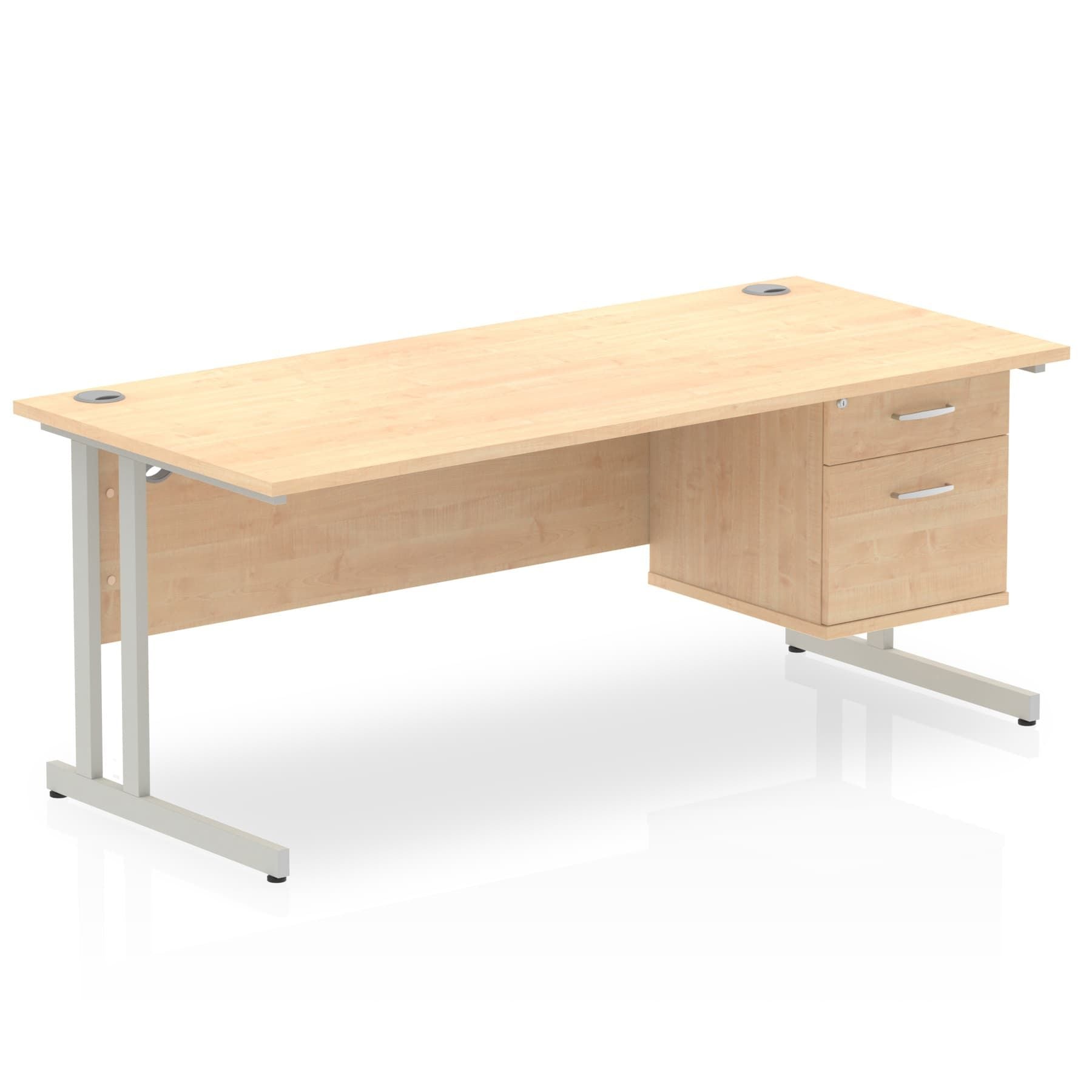 Impulse 1800mm Cantilever Straight Desk With Single Fixed Pedestal