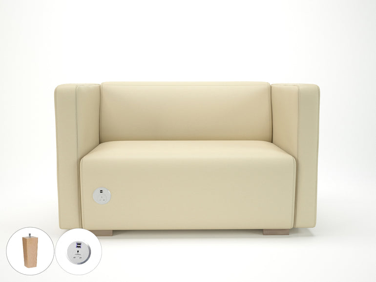 Carmel 130cm Wide Sofa in Cristina Marrone Ultima Faux Leather with Socket