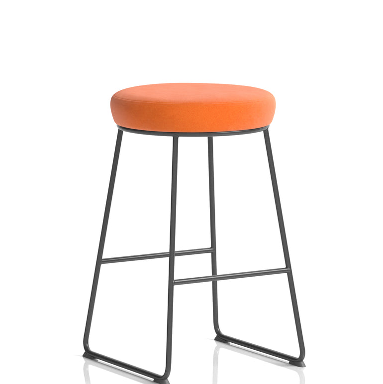 Turin Black Frame Fabric Seat Stool Chair