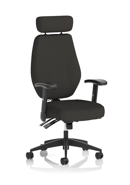 Nexus High Back Chair With Headrest Black Fabric