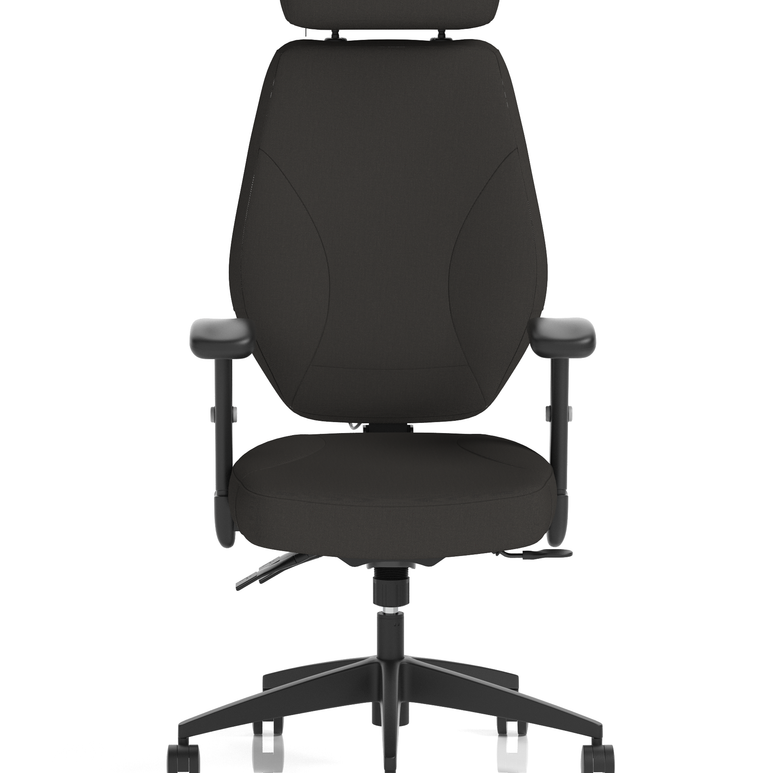 Nexus High Back Black Fabric Ergonomic Task Operator Office Chair with Arms and Headrest