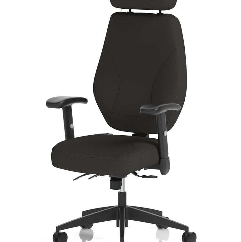 Nexus High Back Black Fabric Ergonomic Task Operator Office Chair with Arms and Headrest