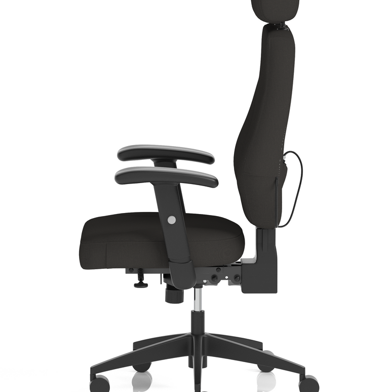 Nexus High Back Black Fabric Ergonomic Task Operator Office Chair with Arms and Headrest