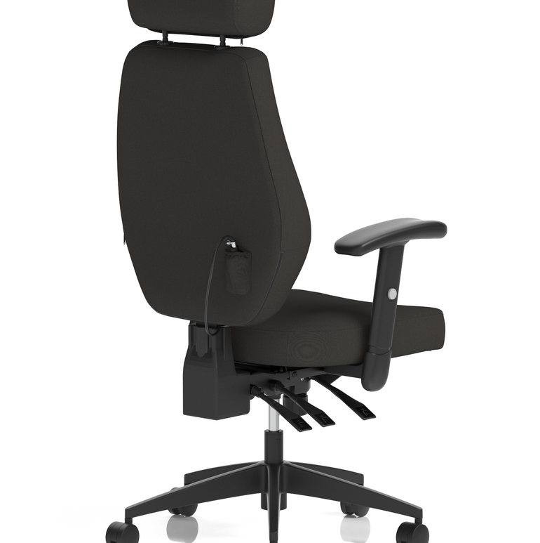 Nexus High Back Black Fabric Ergonomic Task Operator Office Chair with Arms and Headrest