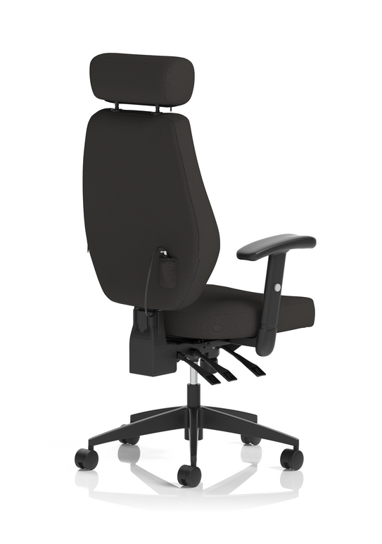 Nexus High Back Chair With Headrest Black Fabric