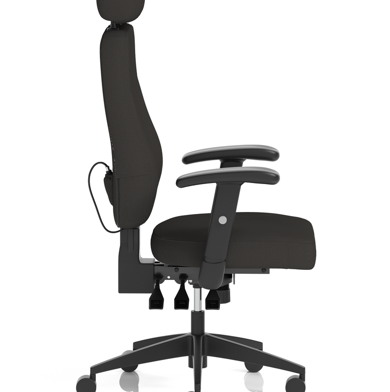 Nexus High Back Black Fabric Ergonomic Task Operator Office Chair with Arms and Headrest