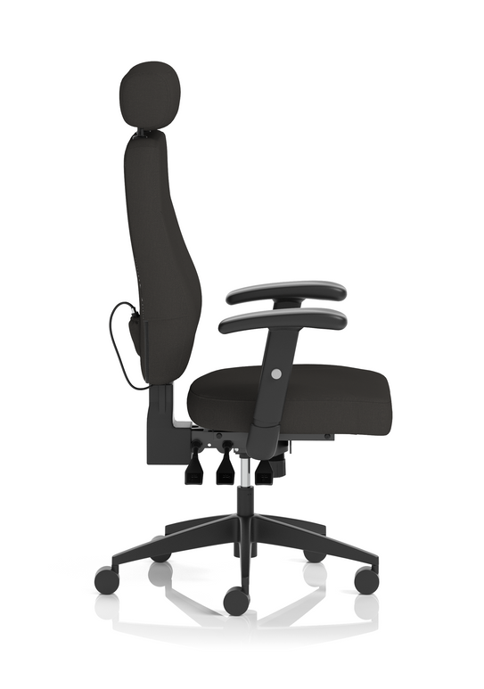 Nexus High Back Chair With Headrest Black Fabric