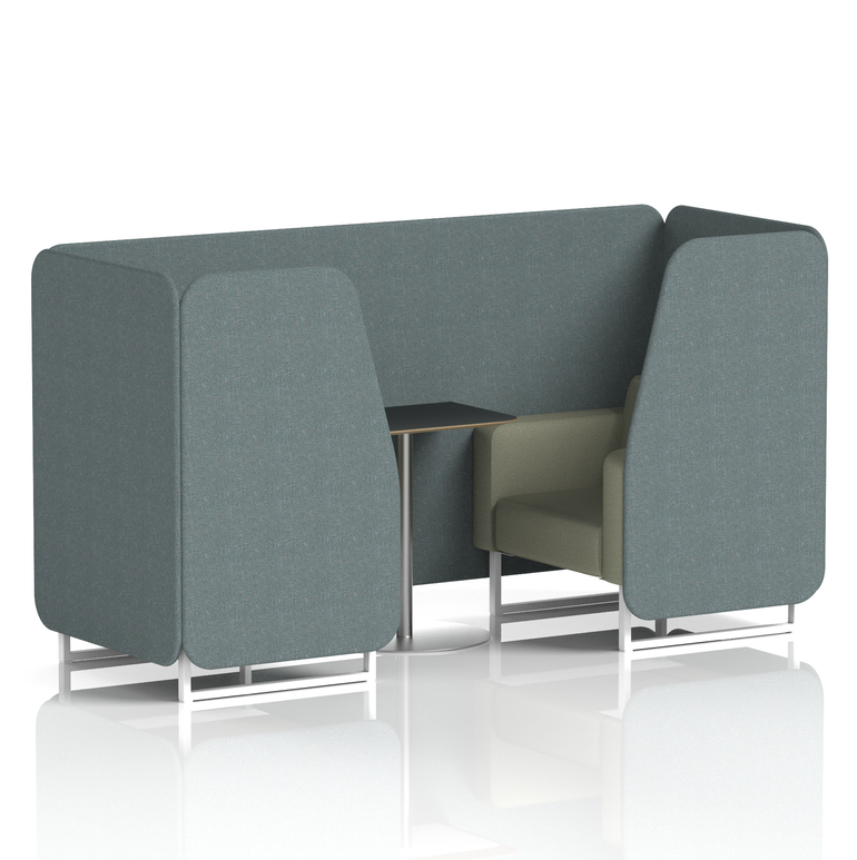 Brixworth Booth With White Legs And Black Table In Two Tone