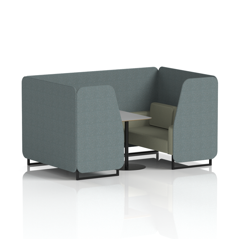 Brixworth Booth With Black Legs And Grey Table In Two Tone