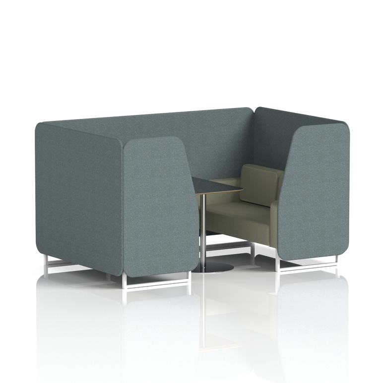 Brixworth Booth With White Legs And Black Table In Two Tone