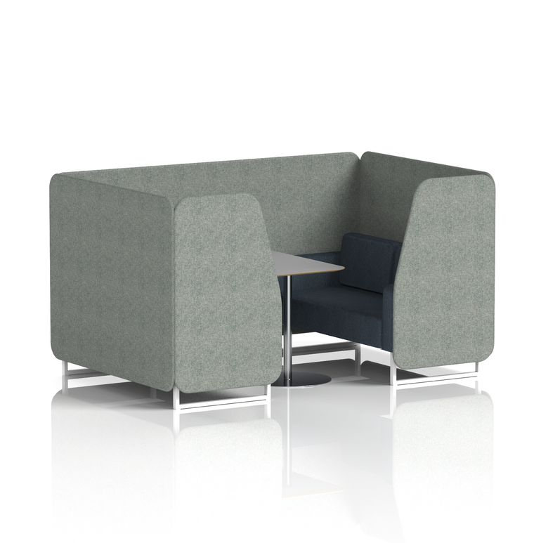 Brixworth Booth With White Legs And Grey Table In Two Tone