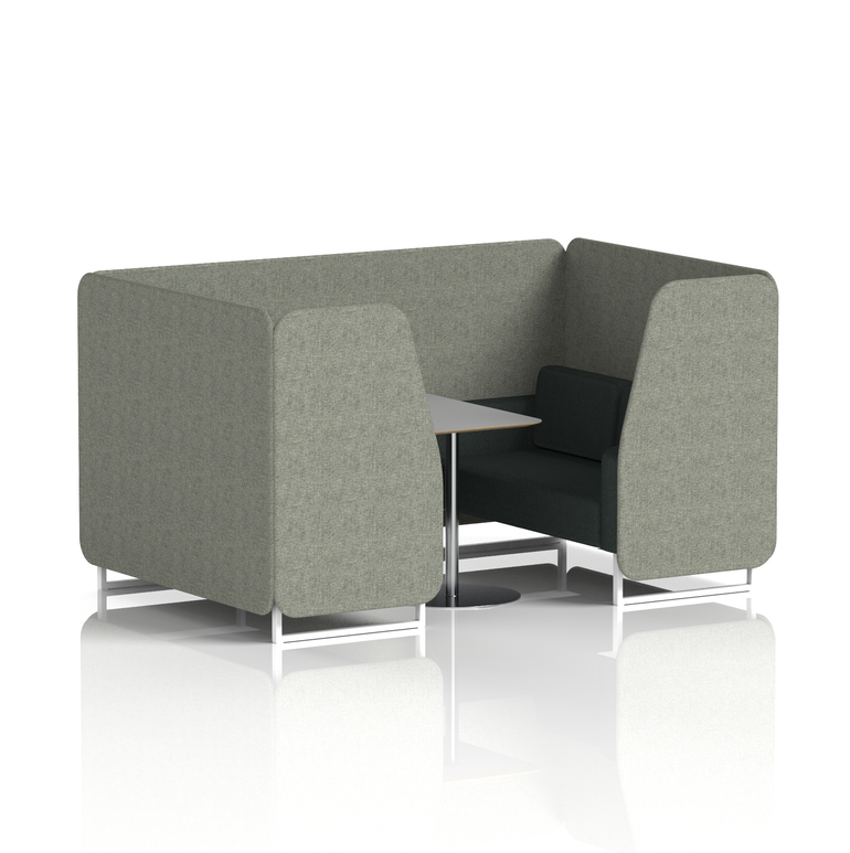 Brixworth Booth With White Legs And Grey Table In Two Tone