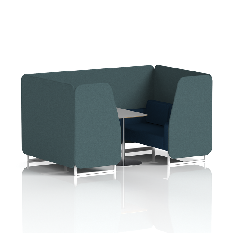 Brixworth Booth With White Legs And Grey Table In Two Tone