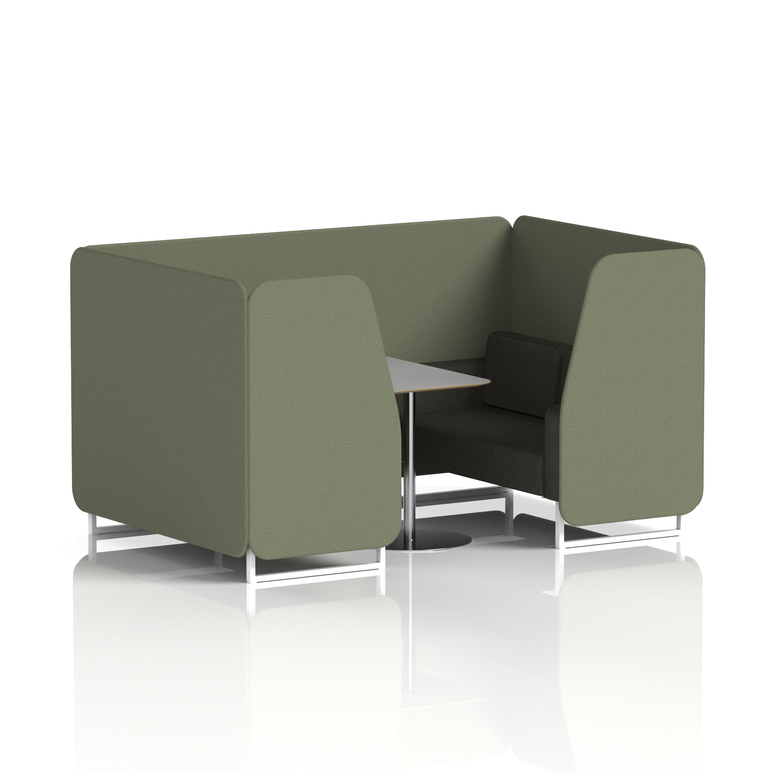 Brixworth Booth With White Legs And Grey Table In Two Tone
