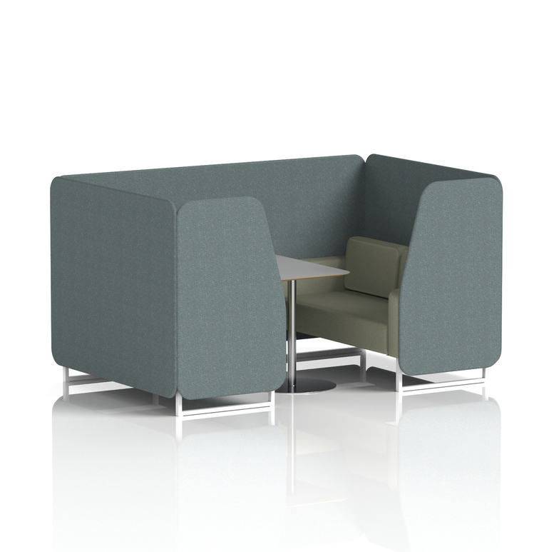 Brixworth Booth With White Legs And Grey Table In Two Tone