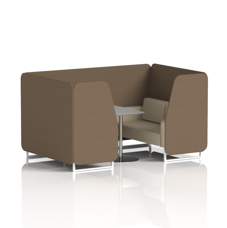 Brixworth Booth With White Legs And Grey Table In Two Tone