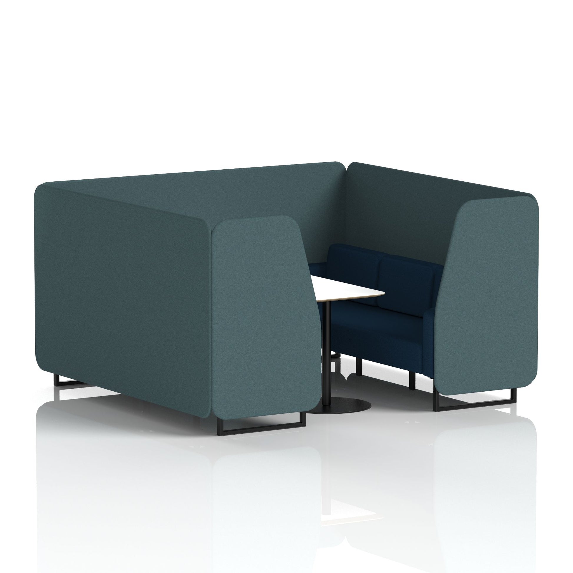 Brixworth Booth With Black Legs And White Table In Two Tone