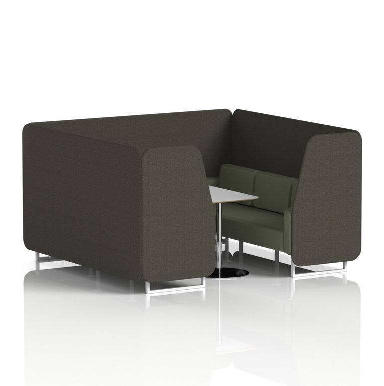 Brixworth Booth With White Legs And Grey Table In Two Tone