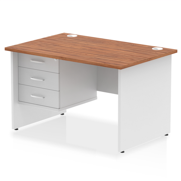 OE - Impulse 1200mm Panel End Straight Desk With Single Fixed Pedestal Two Tone