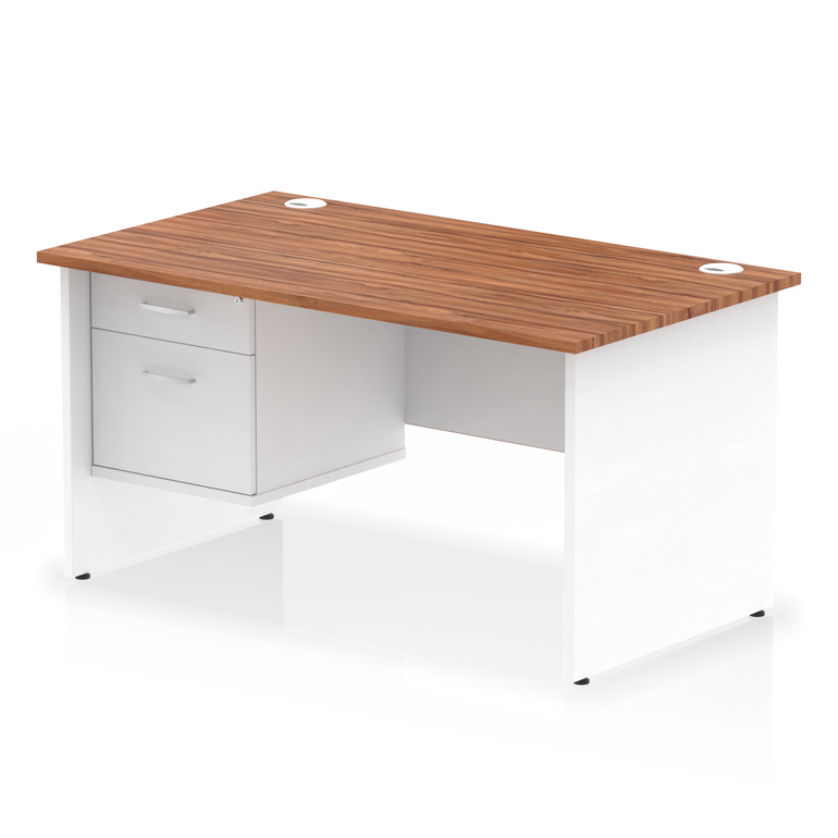 Impulse 1400mm Panel End Straight Desk With Single Fixed Pedestal