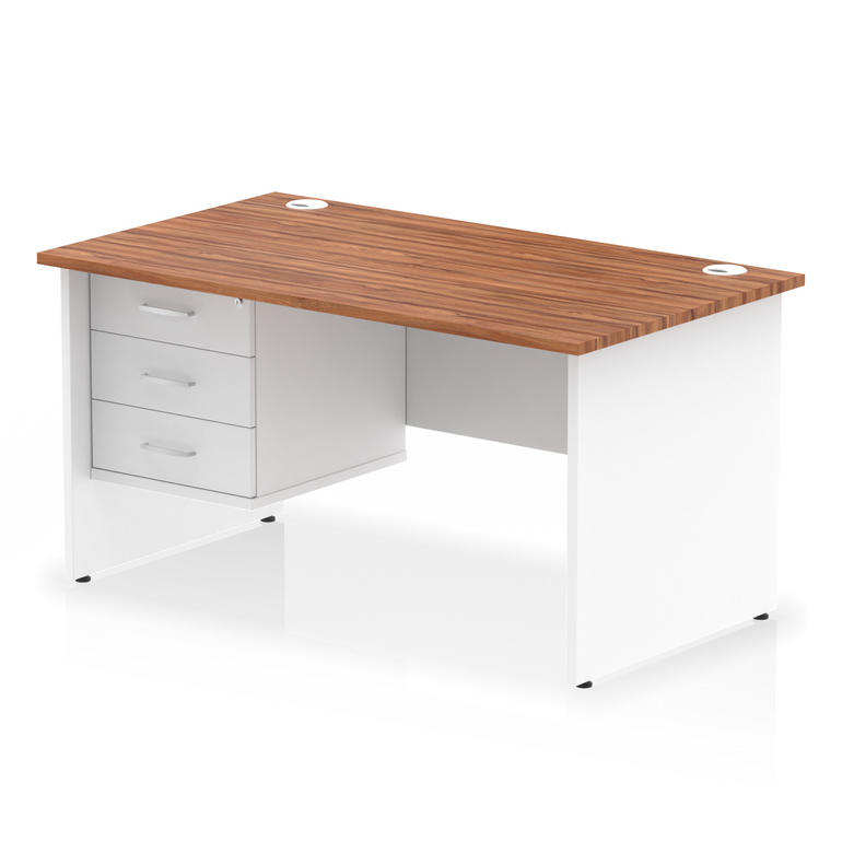 Impulse 1400mm Panel End Straight Desk With Single Fixed Pedestal