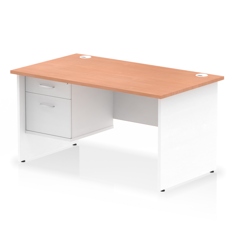 Impulse 1400mm Panel End Straight Desk With Single Fixed Pedestal