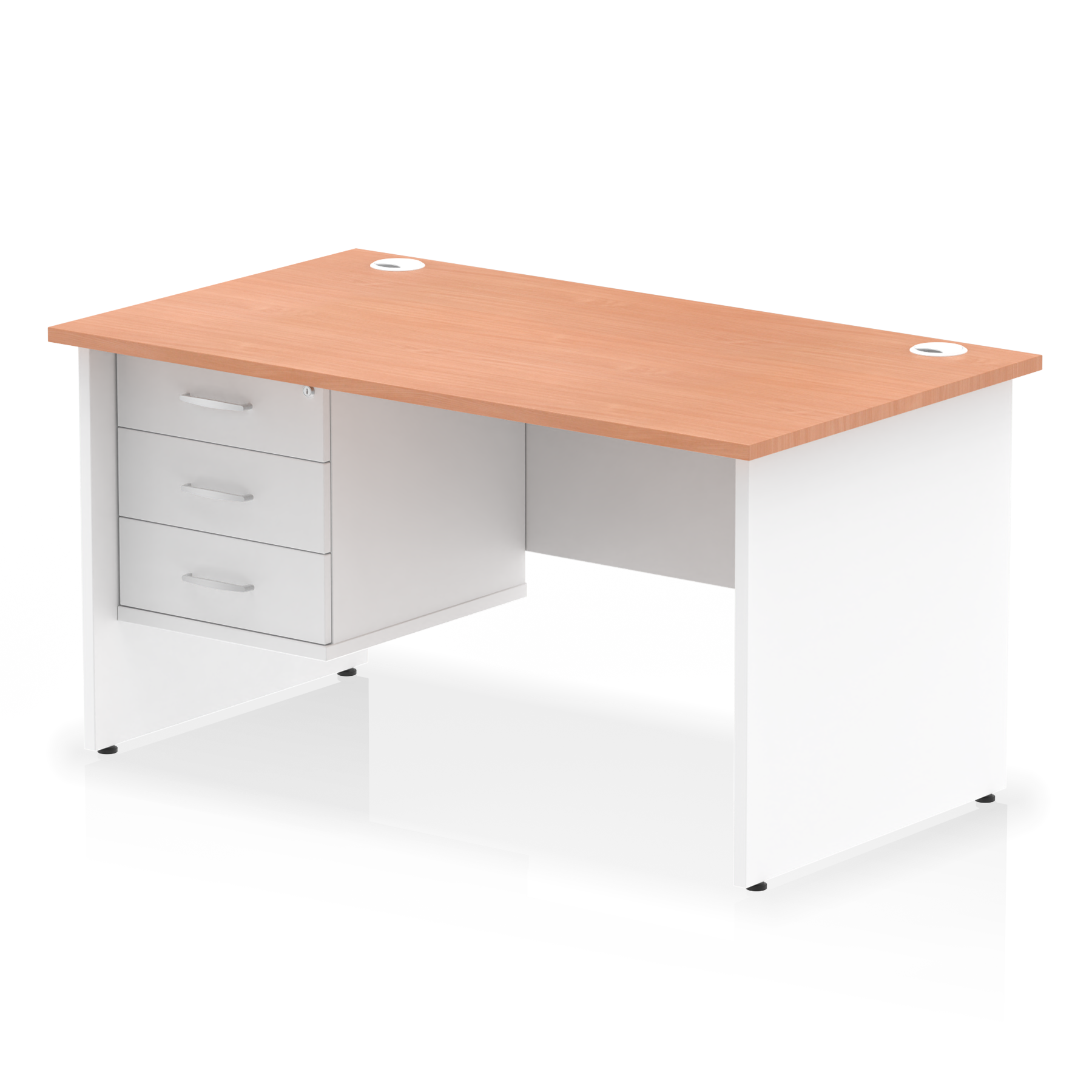 Impulse 1400mm Panel End Straight Desk With Single Fixed Pedestal