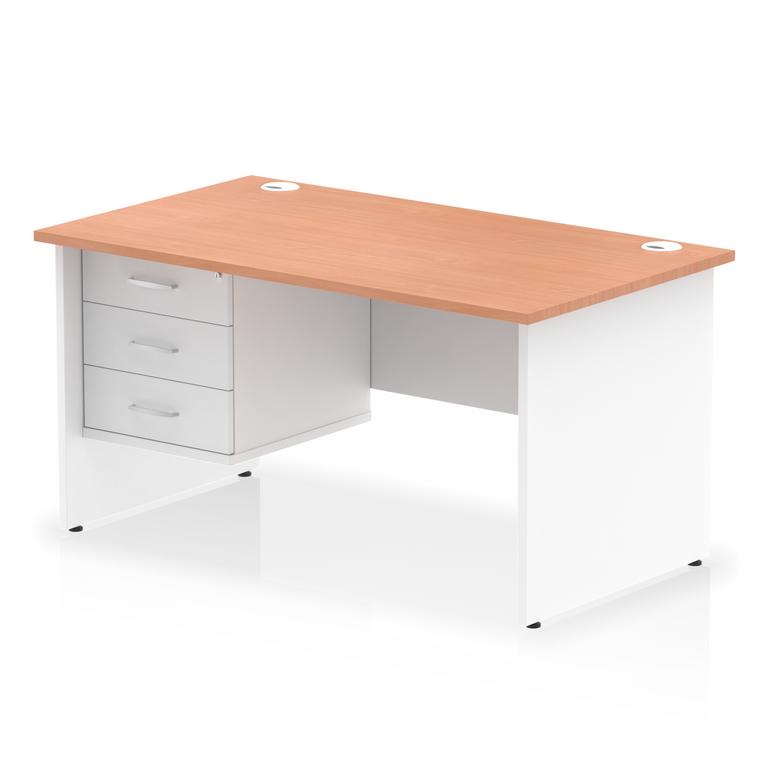 Impulse 1400mm Panel End Straight Desk With Single Fixed Pedestal