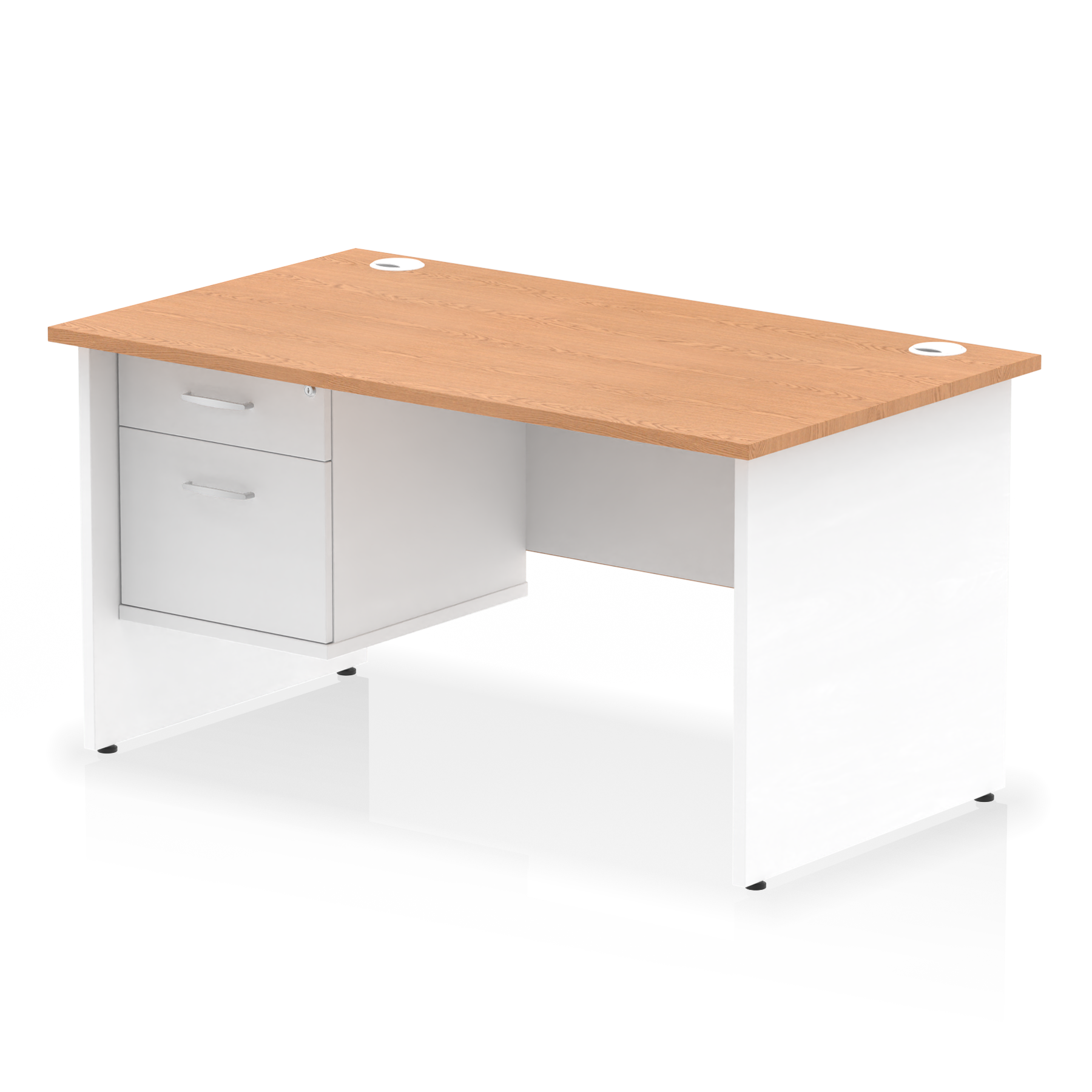 Impulse 1400mm Panel End Straight Desk With Single Fixed Pedestal