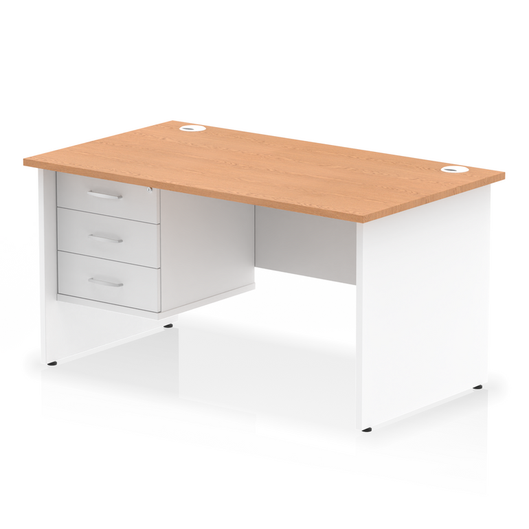 Impulse 1400mm Panel End Straight Desk With Single Fixed Pedestal